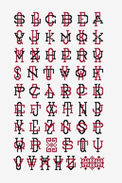 modèles d'alphabet de point de croix